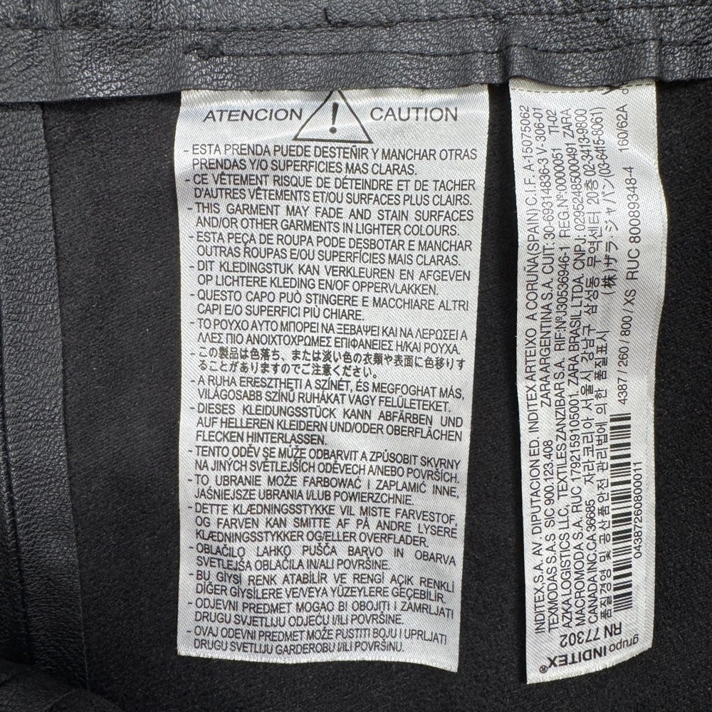 Zara Leggings Womens XS Black Faux Leather High Rise Seamed Ankle Zip Slim Fit - Picture 8 of 10